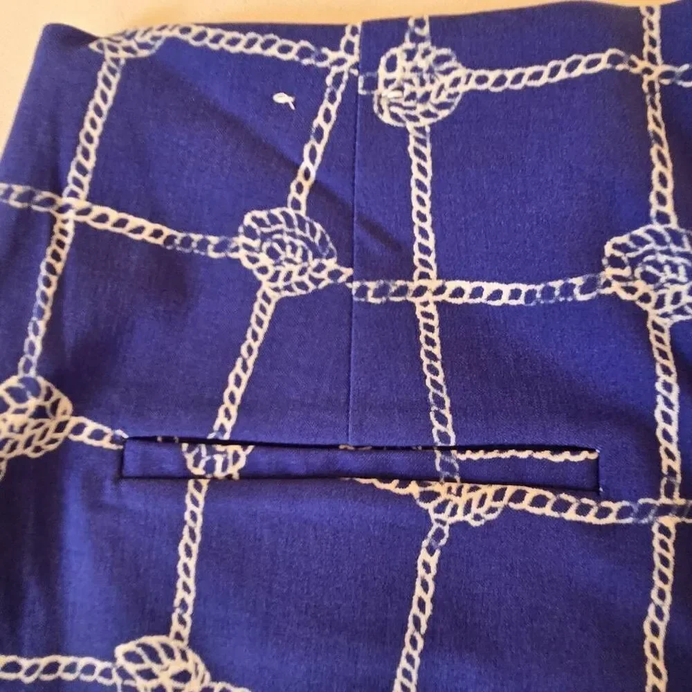 Chicos Perfect Stretch Womens Blue Nautical Rope Print Shorts Size XS